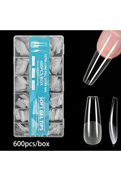 Choice 600 قطعة، 120/240/330/600 قطعة، أطراف أظافر جل ناعمة طويلة، لامعة، بلو...