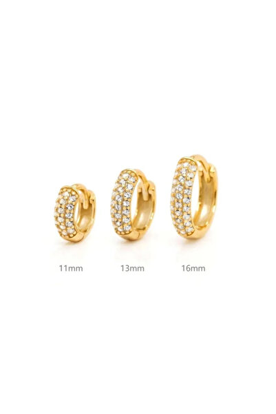 choice2 Gold- 3 Pairs 1/3Pairs Piercing Statement Triple Paved Hoop Earrings ...