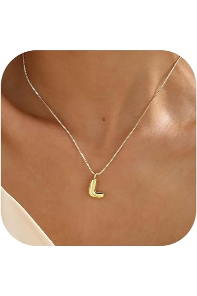 Choice L 26 Letter Smooth Stainless Steel Pendant Necklace for Women BFF Coup...