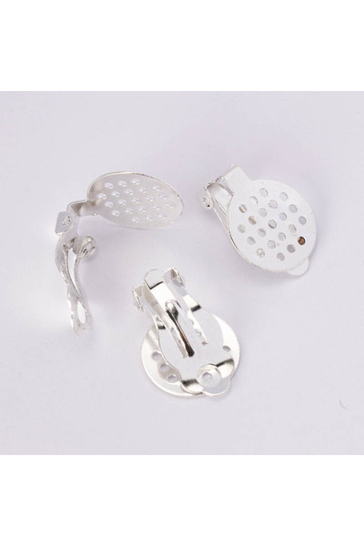 Choice Silver 50pcs Gold Silver Iron Ear Clip Earrings Hole Bezel Blanks Cabo...