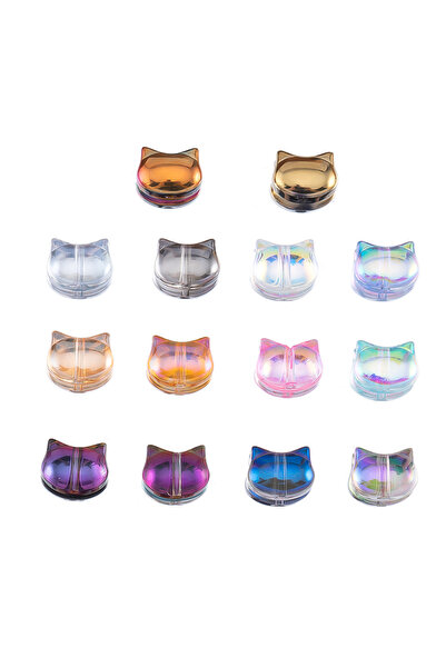 choice2 Mixed color 50pcs Colorful Cat Head Glass Spacer Beads for DIY Bracel...