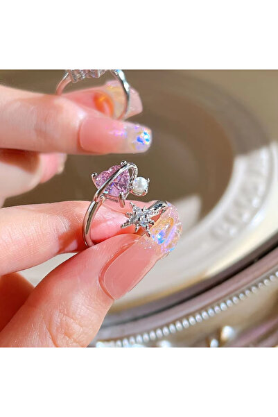 Choice KV1 Pcs Fashion Pink Crystal Irregular Heart Ring Set for Women Y2K Sh...