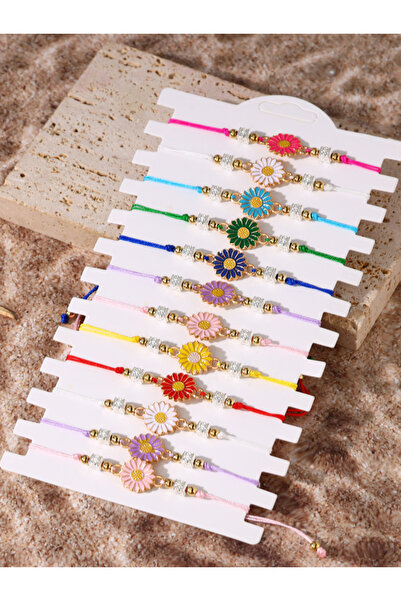 Choice MULTI 12 piece new small flower woven stretch friendship bracelet set