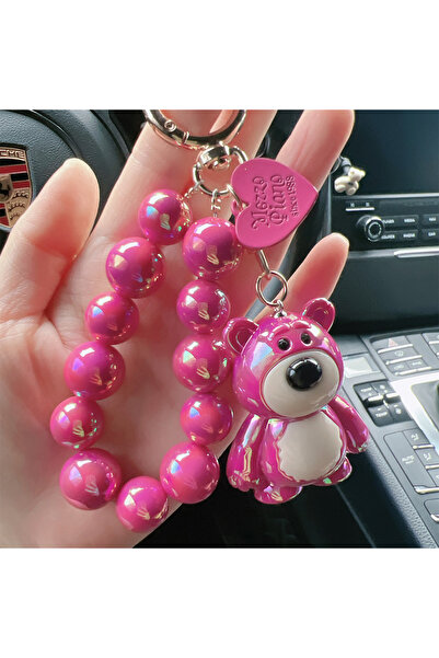 Choice red Resin Candy Color Bear Doll Cute Keychian with Beaded Chain Kawaii...