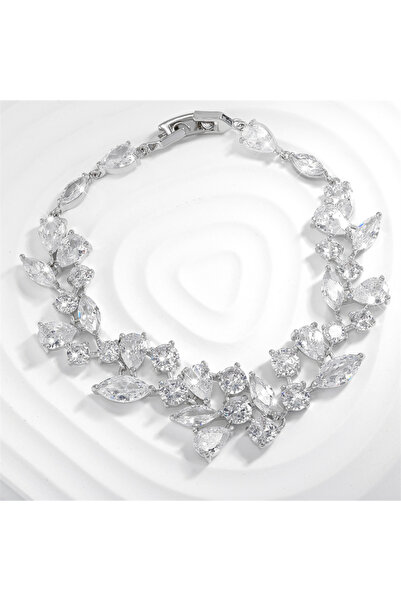 Choice سوار زاكول الأبيض الفاخر اللامع المرصع بأحجار الزركونيا المكعبة AAA لل...