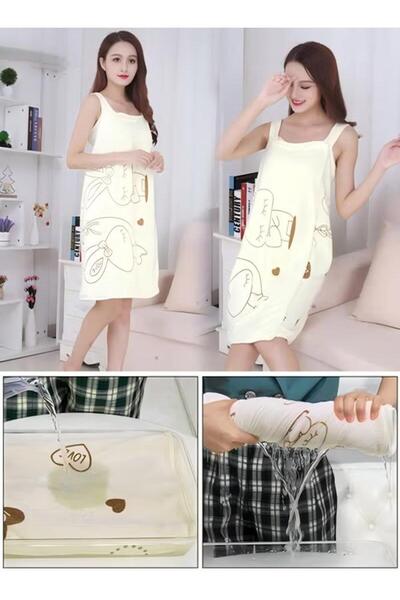 DOMEET Wearable Bath Towel, Women's Soft & Comfortable Body Wrap Button Design