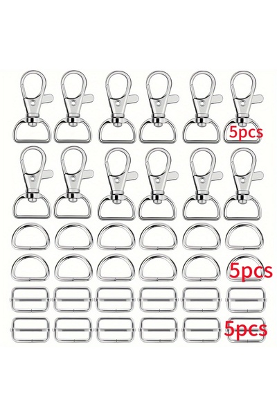 Choice 15 قطعة فضية اللون، 15 قطعة مشبك دوار، حلقة D، ومشبك منزلق، حبل تعليق،...