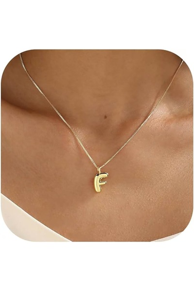 Choice F 26 Letter Smooth Stainless Steel Pendant Necklace for Women BFF Coup...
