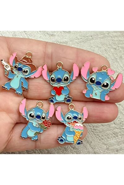 Miniso Black Gun Plated 10pcs Enamel Stitch Charm Pendants For Jewelry Making...