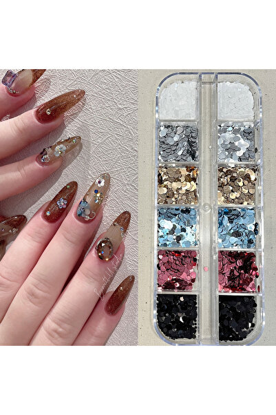 Choice قطعة واحدة من إكسسوارات تزيين الأظافر المنقطة اللامعة ذات 12 مربعًا، ع...