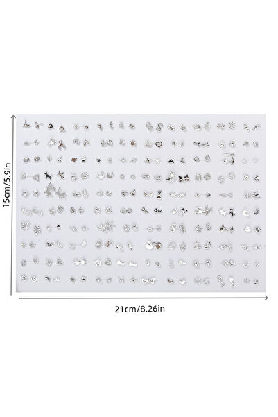 Choice مجموعة عشوائية من 100 زوج من الأقراط الصغيرة الفضية اللون على شكل قلب ...