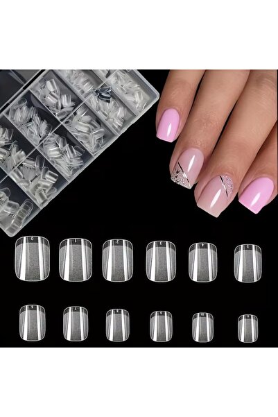 Choice 600 طرف أظافر صناعية قصيرة على شكل لوزة، شبه لامعة وشفافة ، أكريليك، ل...