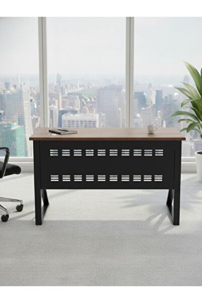 BEC16 Modern office desk - 120 cm size, industrial design and metal legs