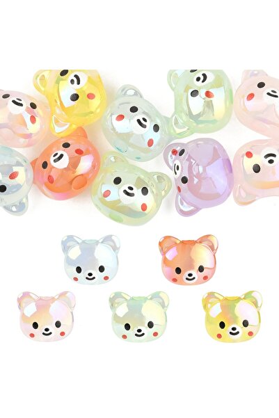 Choice 10 قطع من خرز الأكريليك المطلي بألوان AB على شكل دب، لصنع مجوهرات لطيف...