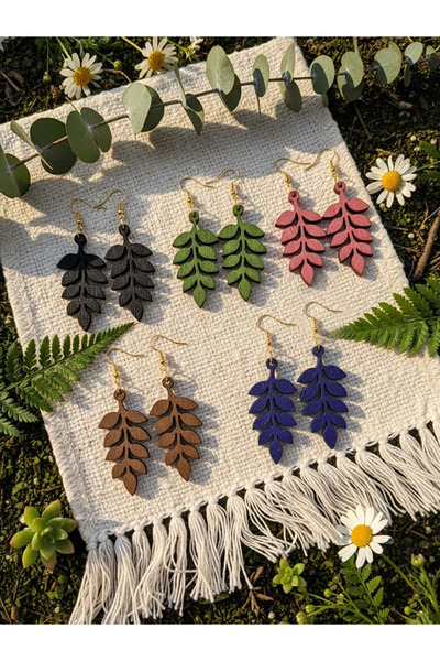 Choice مجموعة من 5 أزواج، أقراط متدلية أنيقة للنساء، أقراط خشبية ملونة على شك...