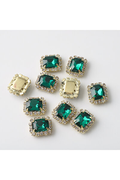 Choice green 12X14mm 10Pcs Rectangular Diamond Inlaid Four Hole Claw Diamond ...