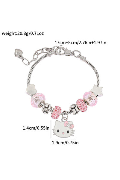 Miniso طقم قلادة وسوار من سانريو هيلو كيتي، مصنوع من سبيكة معدنية، قابل للتعد...