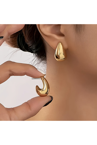 Choice أقراط بتصميم بسيط على شكل قطرة ماء سميكة، سطح أملس غير لامع، أقراط مرص...