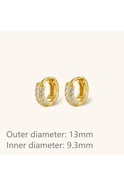 Choice Gold-13mm 1/3Pairs Piercing Statement Triple Paved Hoop Earrings CZ St...