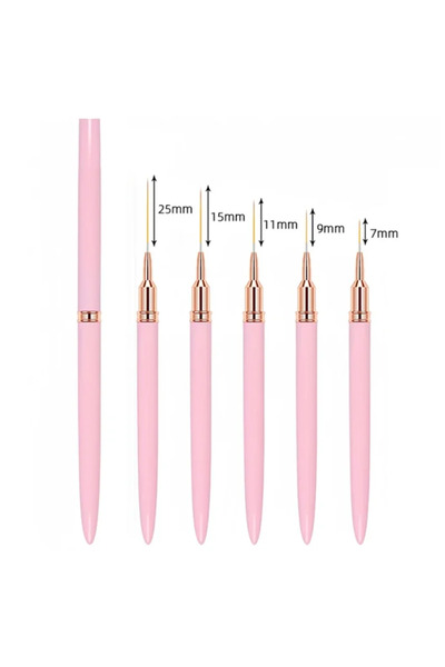 DUTRIEUX Pink 5Pcs/Set Nail Art Pen Set Brushes Manicure Tool Elongated Lines...