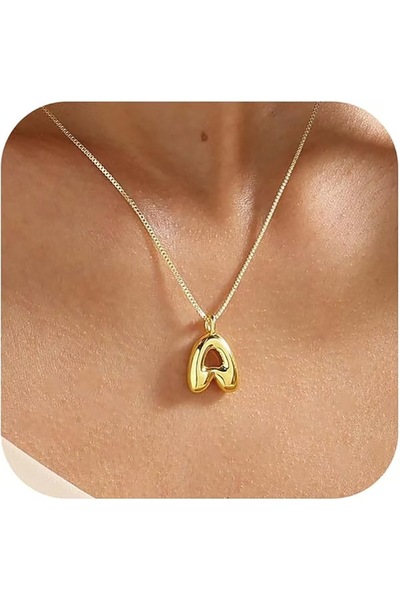 Choice A 26 Letter Smooth Stainless Steel Pendant Necklace for Women BFF Coup...