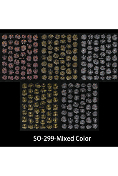 Choice ٥ قطع SO-299 ٥ قطع ملصقات أظافر ثلاثية الأبعاد على شكل ألعاب نارية، مل...