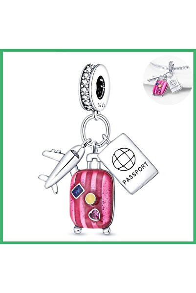 Choice AC291-880 925 Sterling Silver Luggage airplane Charms Pendant with Cub...