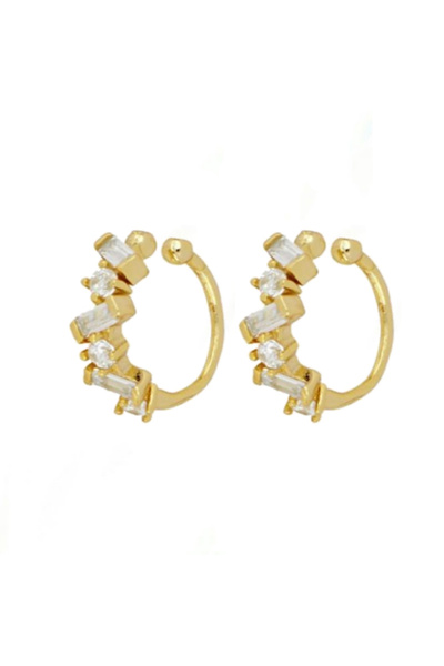 Choice أقراط حلقية جديدة من الفولاذ المقاوم للصدأ مرصعة بالزركونيا المكعبة، ل...