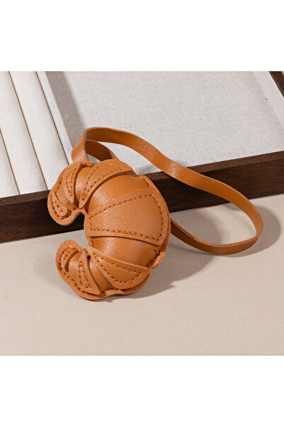 Choice Coffee Handmade Leather Croissant Women's Bag Charm Keychain - Cute Fo...