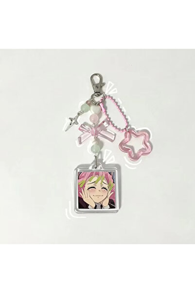 Miniso سلسلة مفاتيح وردية اللون مصنوعة يدويًا من تصميم ميتسوري شينوبو، تتناسق...