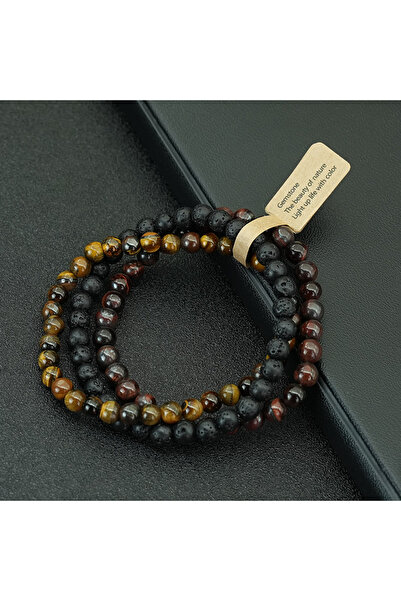 Choice سوار لافا تايجر آيز هيب هوب آر كيه، 3 قطع/مجموعة، 6 مم، خرز حجري ، مرص...