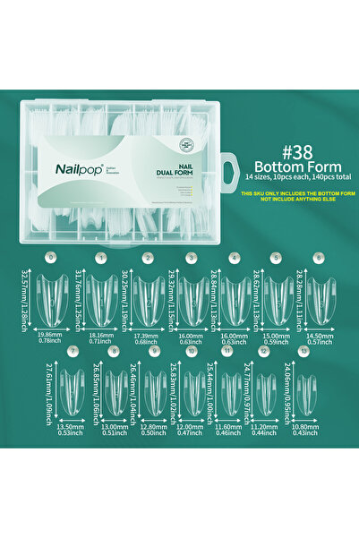 Choice6 SWB-004-140 Nailpop Nails Bottom Forms Reusable Nail Forms 14 Sizes S...