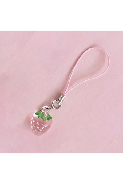 Miniso قلادة هاتف وردية اللون على شكل فراولة لطيفة من الراتنج مع لمسات مميزة،...