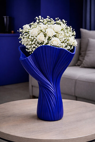 Vescarri مزهرية زخرفية على شكل بتلات - مزهرية عصرية بتصميم أوراق الزهور - 25 سم