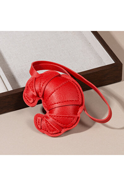 Choice red Handmade Leather Croissant Women's Bag Charm Keychain - Cute Food ...