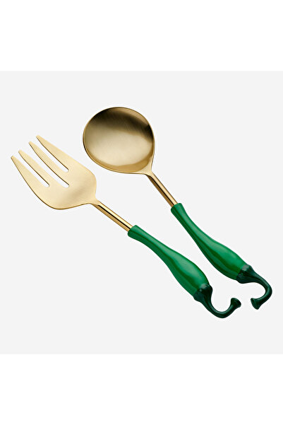 CHIARA ALESSI Green Stainless Steel Serving Set