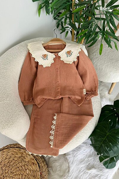 Minigimin Cicileri Set de 2 piese pentru fetiță, cu guler de cămașă, brodat c...