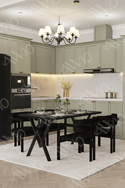 AVVİO Via Tokyo Demonte Sandalye 80x120 Yemek Masası Mutfak Masası 4 Kişilik