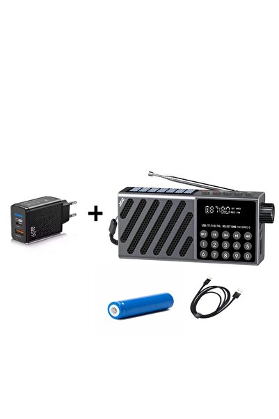 OEM Multifunctional portable radio solar charging grey + charger 65W + batter...