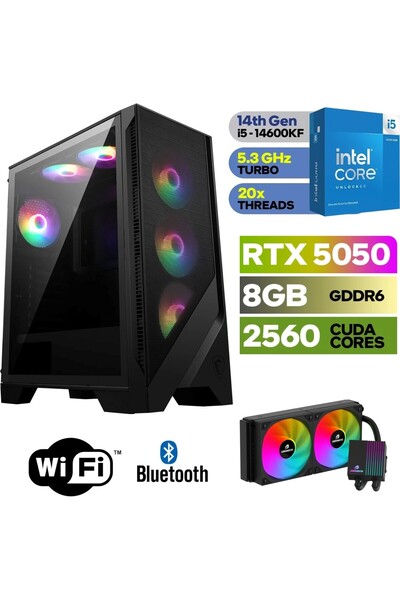 MSI Şafak-Gaming |RTX 5050 8GB | i5 14600KF |32GB DDR5|1TB SSD 5000 4000 | Wİ...