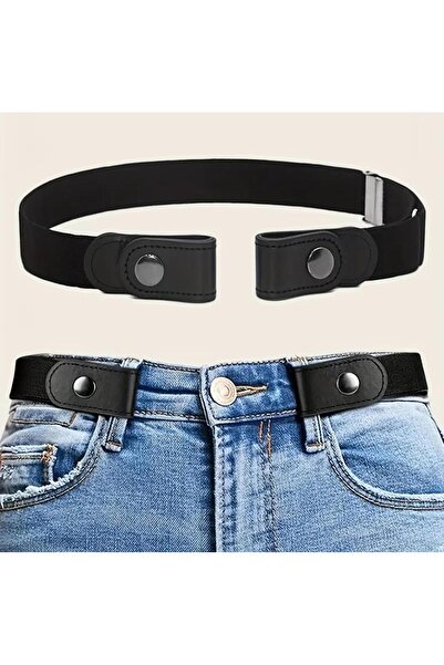 MODAM HİFA Curea elastică reglabilă, neagră, fără cataramă, curea pentru roch...