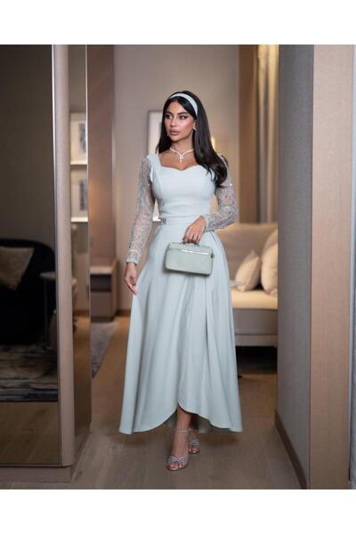 Princess costumes Elegant and sophisticated satin wrap evening dress with shi...