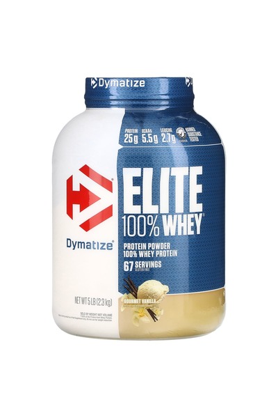 Dymatize بروتين مصل اللبن الفاخر بنكهة الفانيليا 100%، وزن 5 أرطال (2.3 كجم)