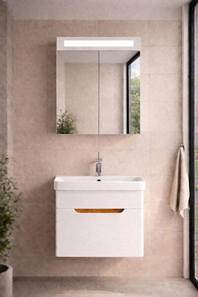 Gold Ban-yom ELSA 60 BEYAZ MDF Banyo Mobilyası Seti