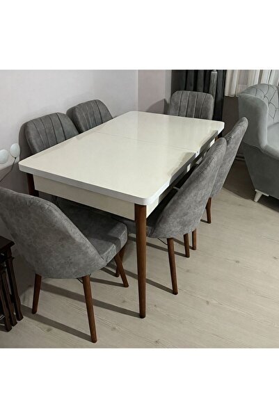 angel grup YEMEK MASA TAKIMI 6 KİŞİLİK BEYAZ RENK