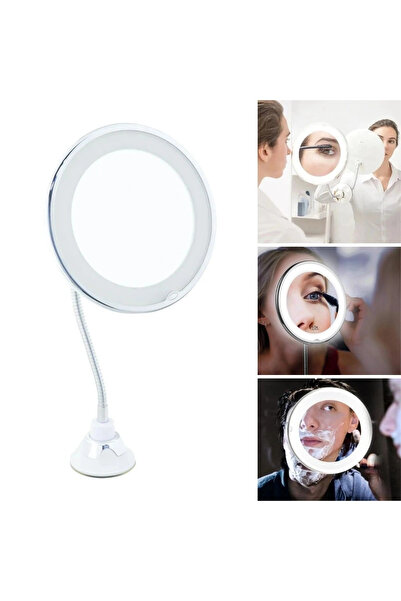 CT STONES 360° Döner Esnek Makyaj Aynası – 10X Büyüteçli, Güçlü Vantuzlu Deta...