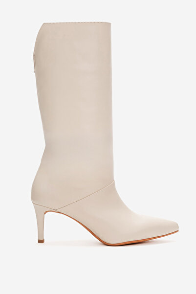 Dericlub Kadın Sivri Burun Topuklu Çizme Gerçek Deri RG 5507