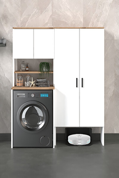 Fly Mobilya LUKE TEMİZLİK SETİ VE ÜTÜ DOLAPLI ÇAMAŞIR MAKİNESİ DOLABI