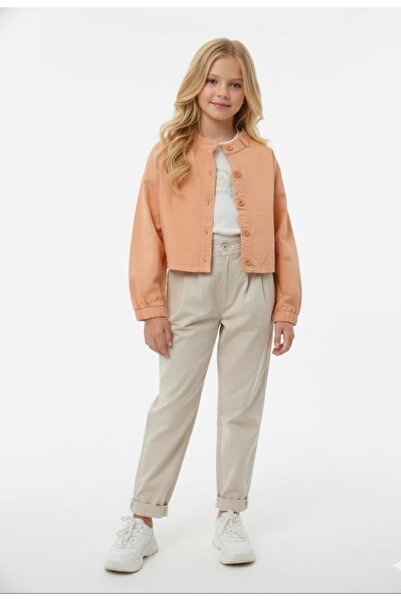 nk kids طقم بنطلون كتان للفتيات من Planet Linen مع سترة وبلوزة بلوم