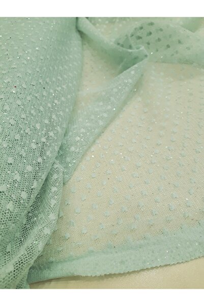 Safir Kumaş Abiyelik Yumuşak Esnek Dökülen Simle Simlenmiş Benekli Tül 1 Metre